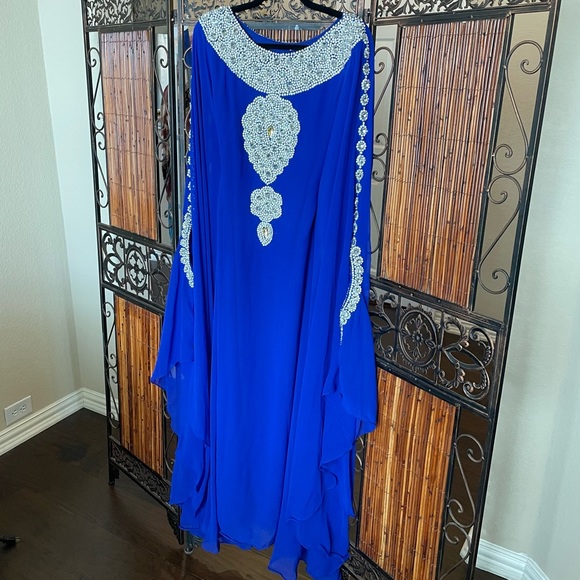 Royal Blue Formal Kaftan Dress - Picture 2 of 3